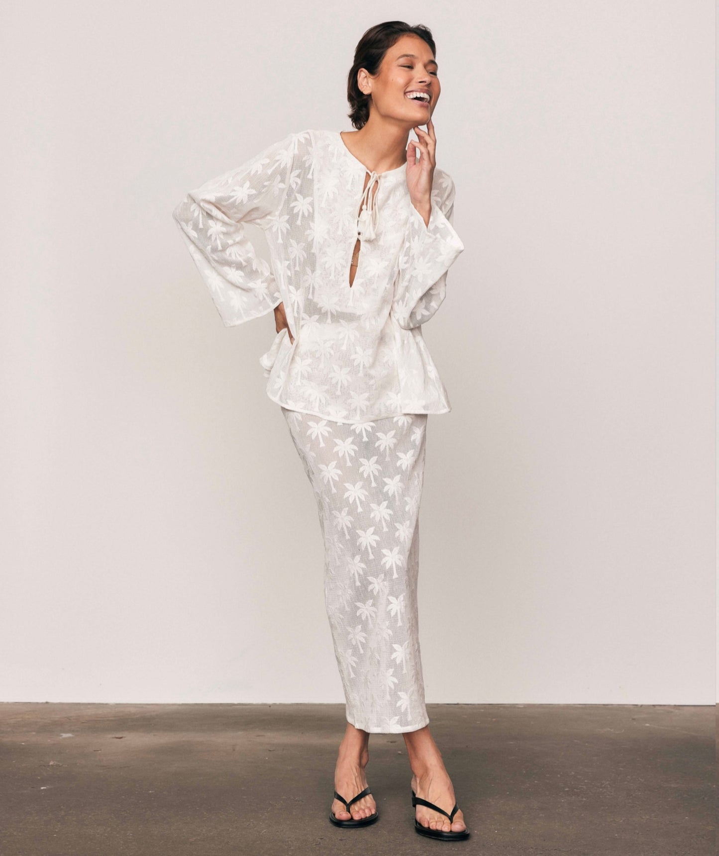 Cotton lace maxi skirt