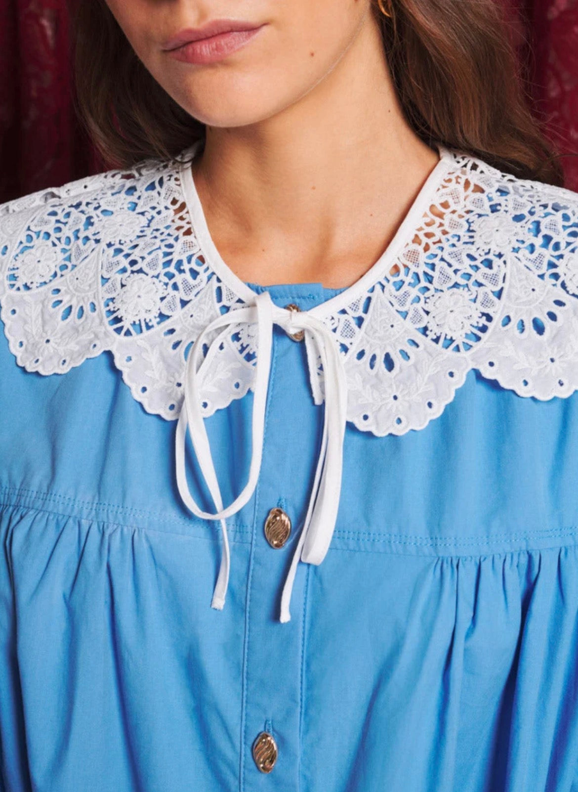 Azurite collar blouse