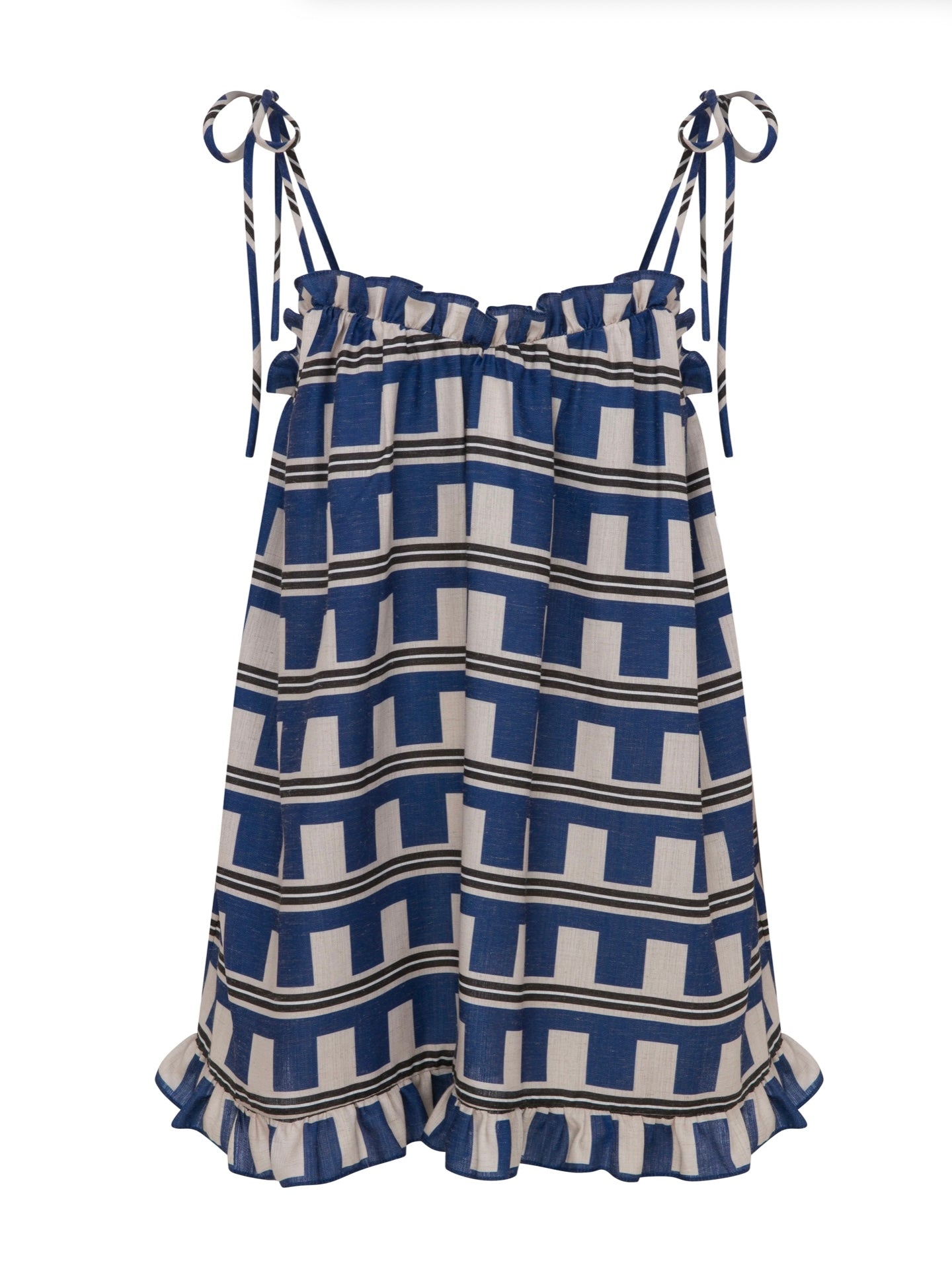 Printed short dress in blue