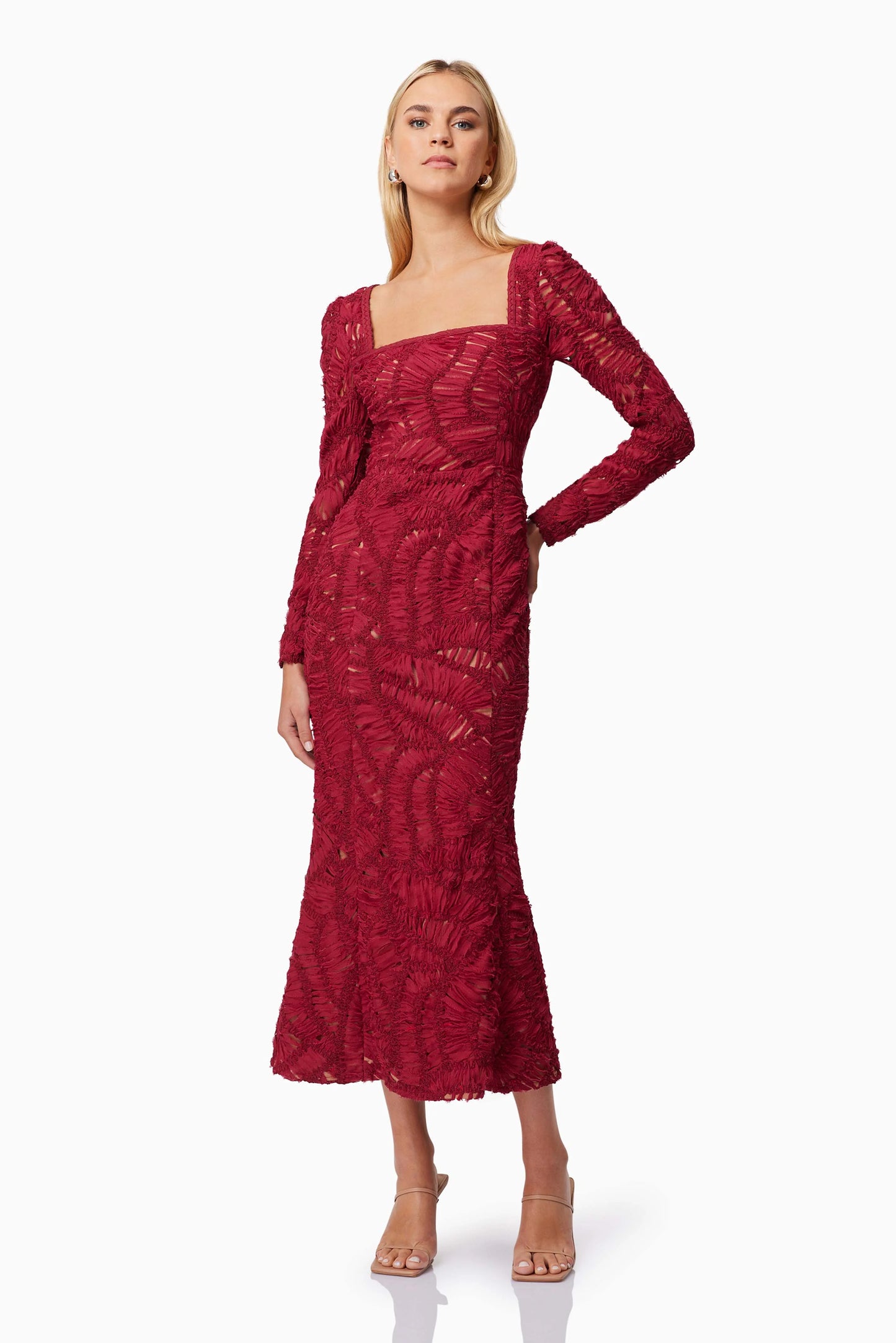 Addison midi dress in wine