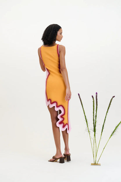 ASTER REVERSIBLE WAVY ASYMMETRIC DRESS