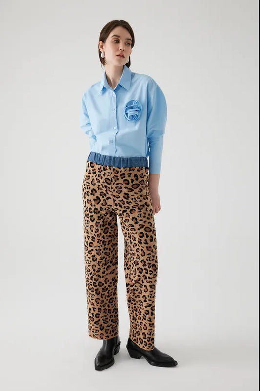 AGATHON KNIT LEOPARD PANTS