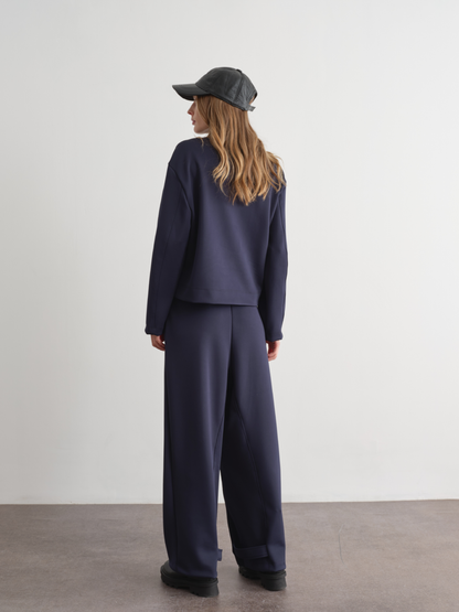 The navy button sweater