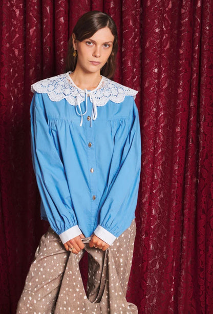 Azurite collar blouse