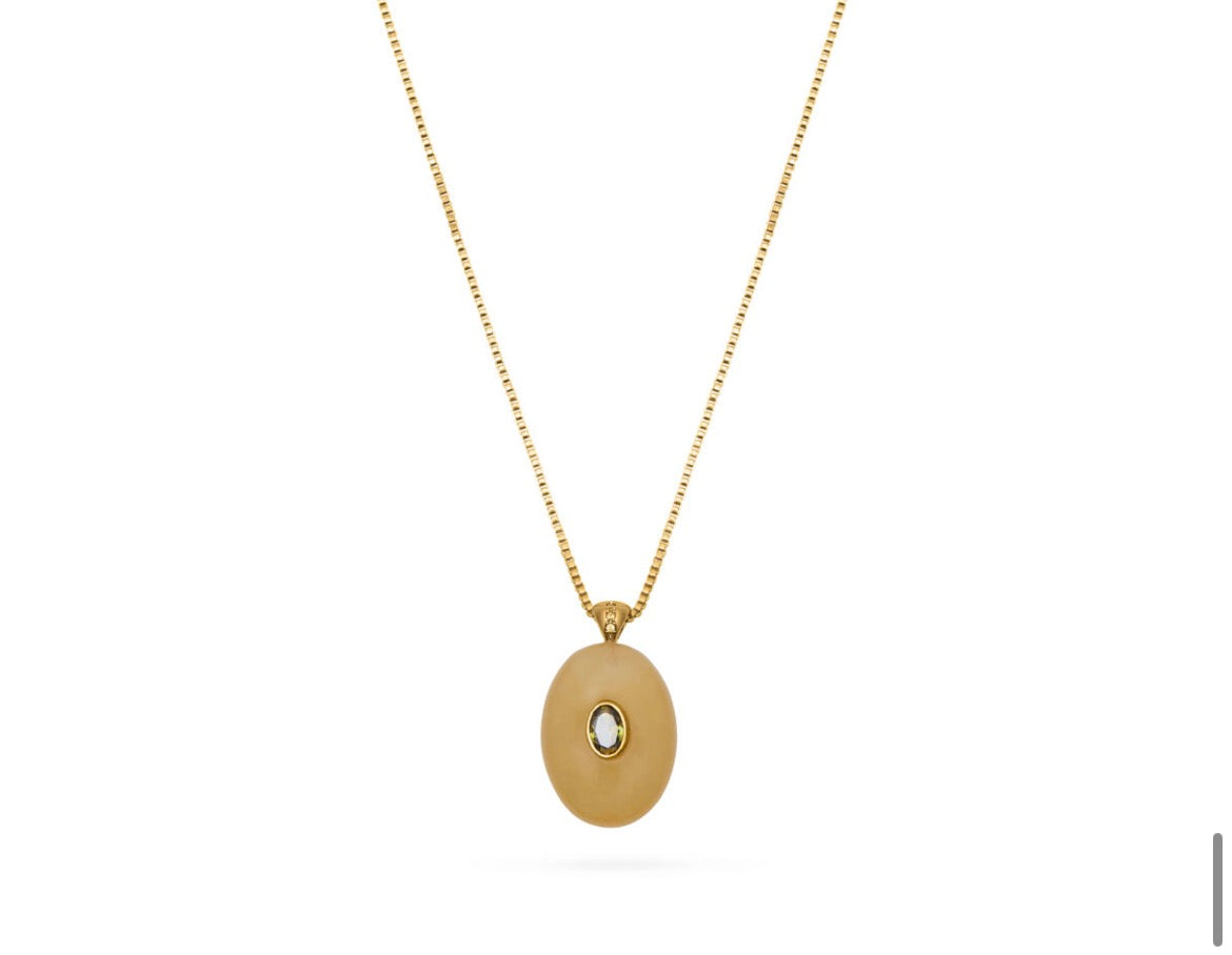 Oval Pendant Necklace- green jade