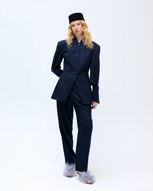 Carrot pants in blue check