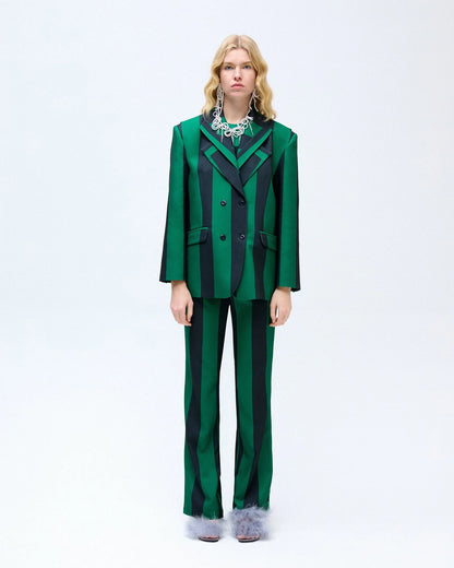 Green striped blazer