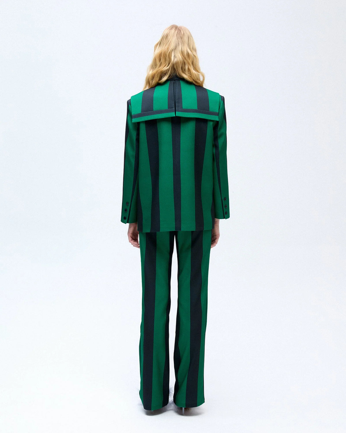 Green striped blazer
