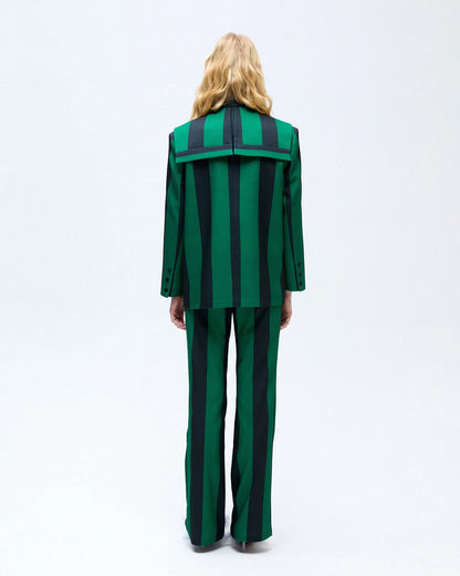Green striped blazer