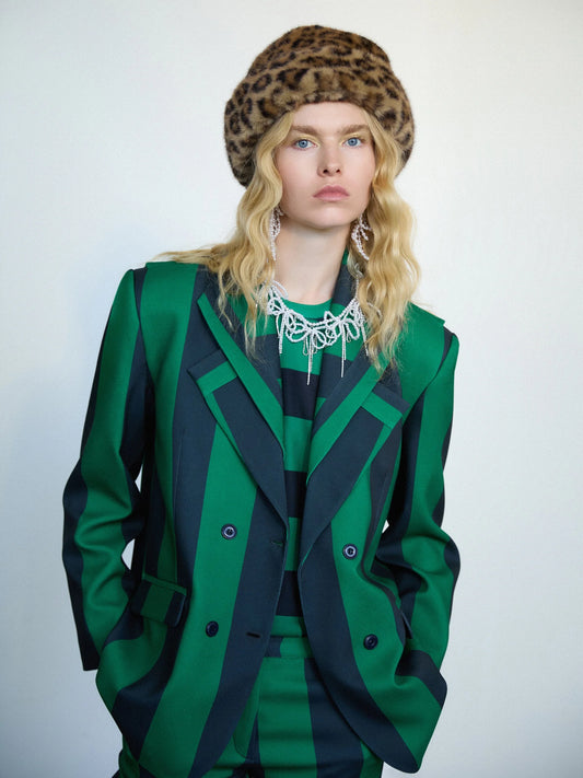 Green striped blazer