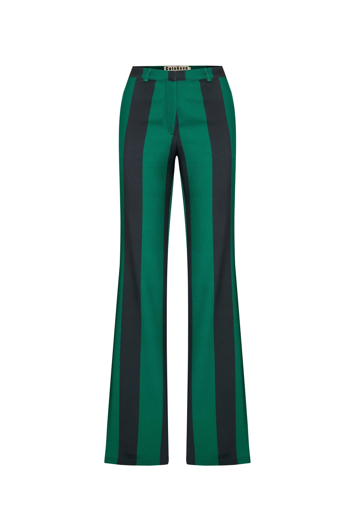 Green striped flare pants