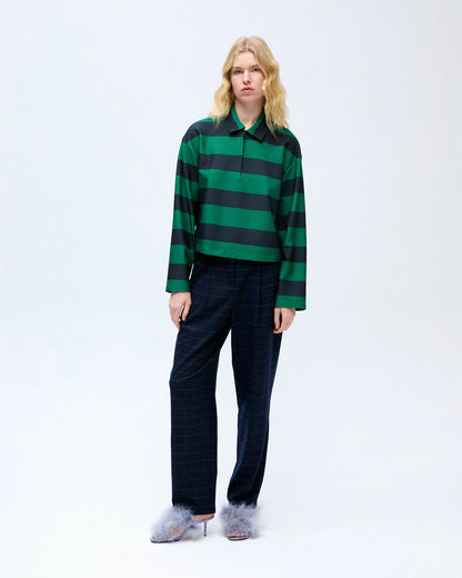 Green striped polo