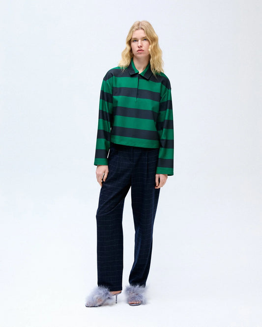 Green striped polo