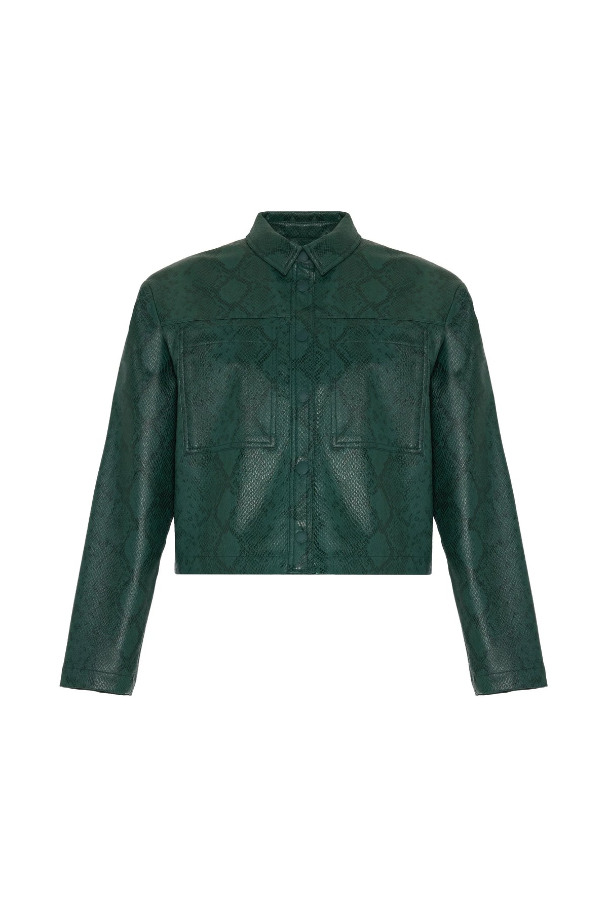 Green leather overshirt