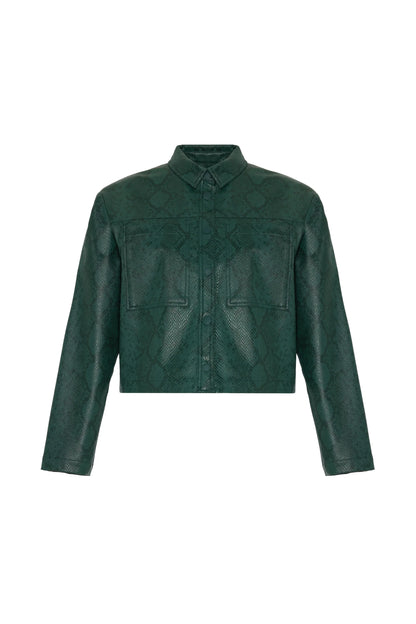 Green leather overshirt