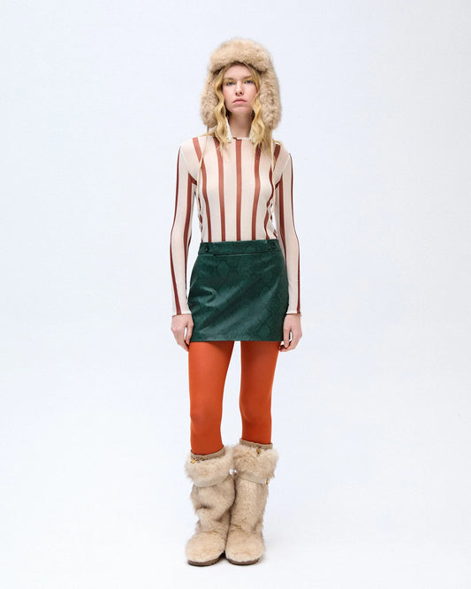 Green leather skirt