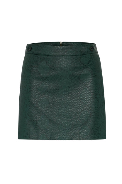 Green leather skirt