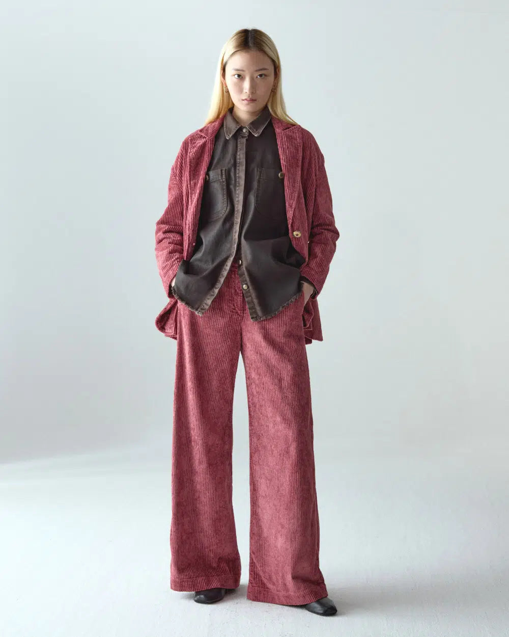 Flaired velvet trousers