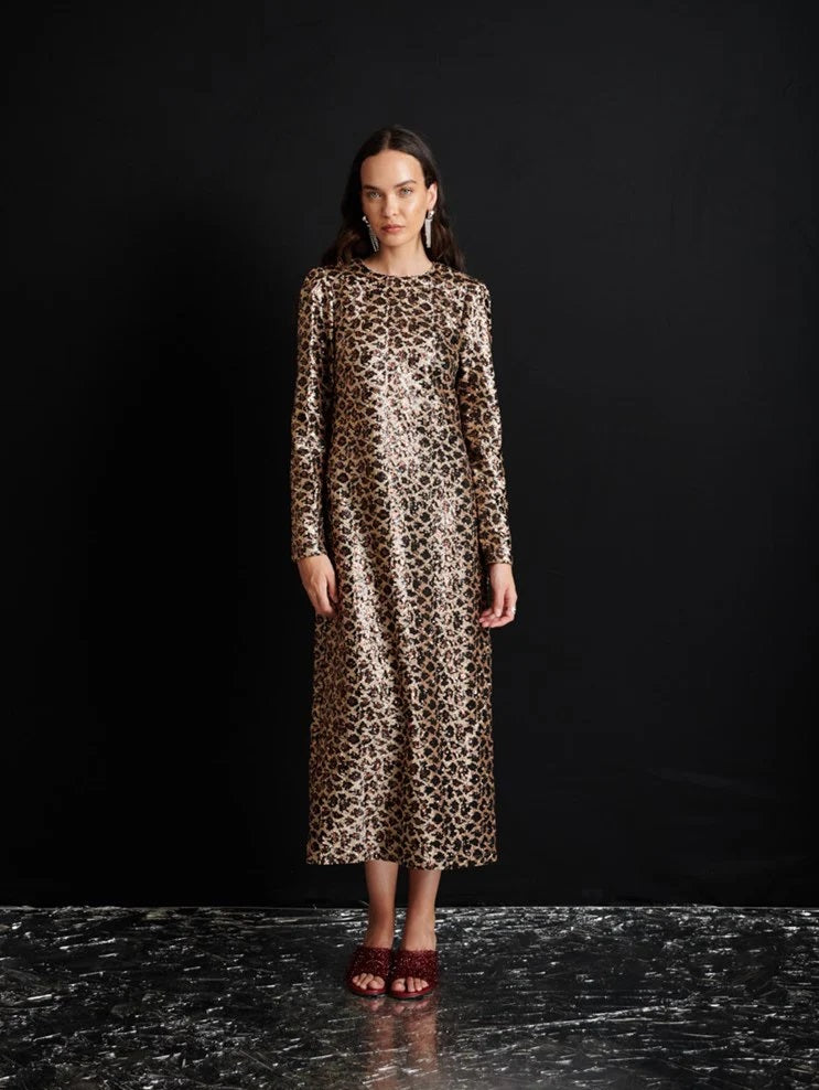 YARA SEQUIN LEOPARD DRESS